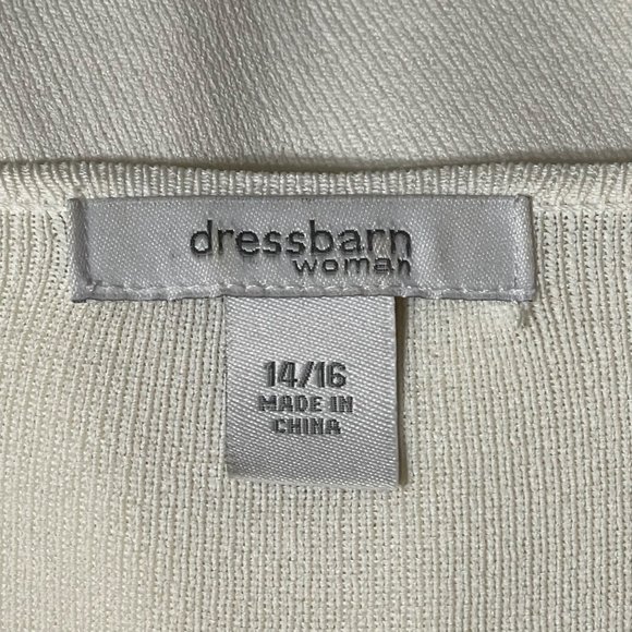 Dressbarn size 14/16 ivory v neck embroidered beaded pearls long sleeve sweater - Picture 5 of 8